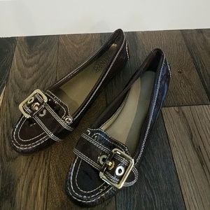 Franco Sarto brown patent leather loafers